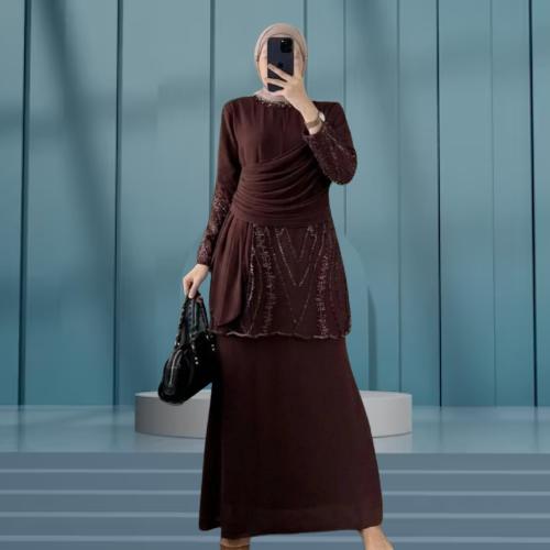 Anabela Dress Brukat Mix Payet Gamis Wanita Terbaru 2026 Kekinian Baju Dress Dewasa Muslim Simple El