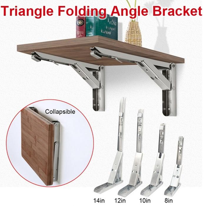 2 Buah 8inch Braket Engsel Siku Lipat Ambalan / Bracket Siku Lipat Meja Dan Dinding Bobot 65 Kg