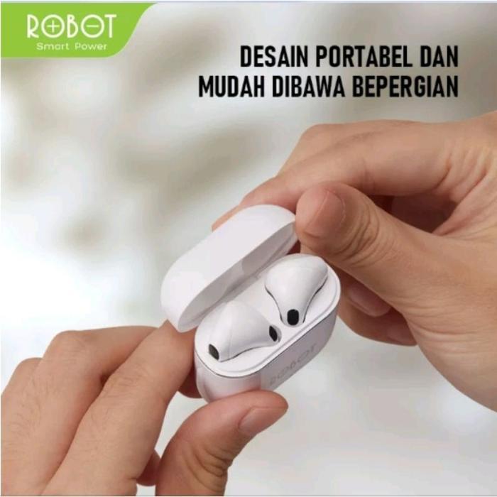 Robot T60 TWS Earphone Bluetooth Half Ear Wireless Bluetooth Airbuds - Garansi Resmi 1 Tahun