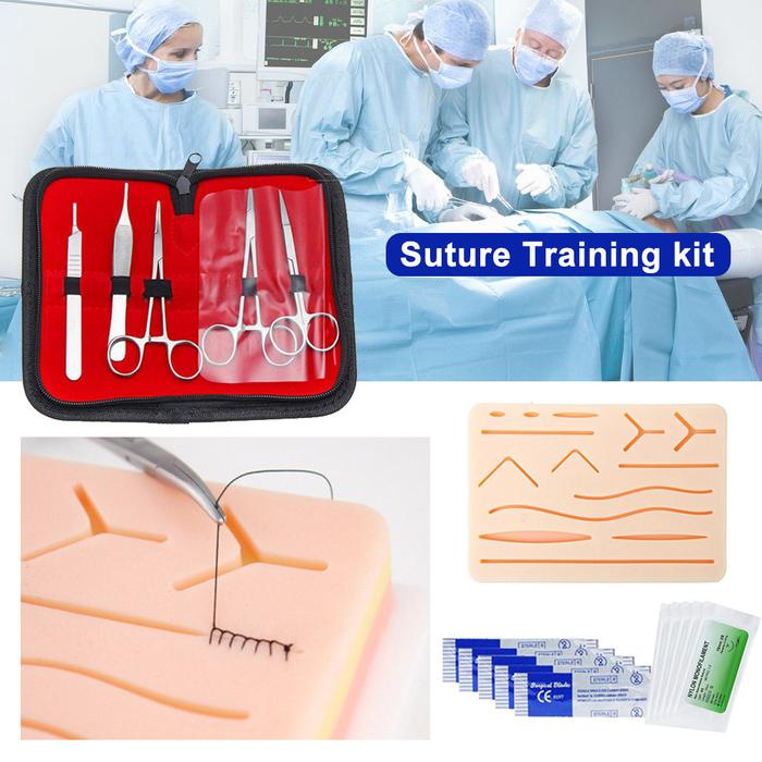 Model Kulit Silikon Pad Practice Skin Silikon Pad Hecting Suturing KIT Suture Hecting Medical Kit W