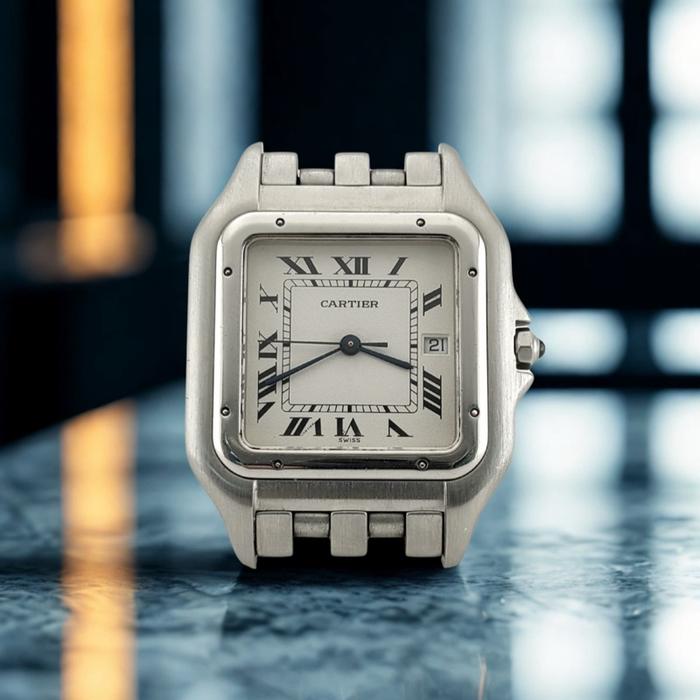 Cartier Jam Tangan Panther De Cartier Silver Dial Stainless Steel Quartz untuk Pria dan Wanita