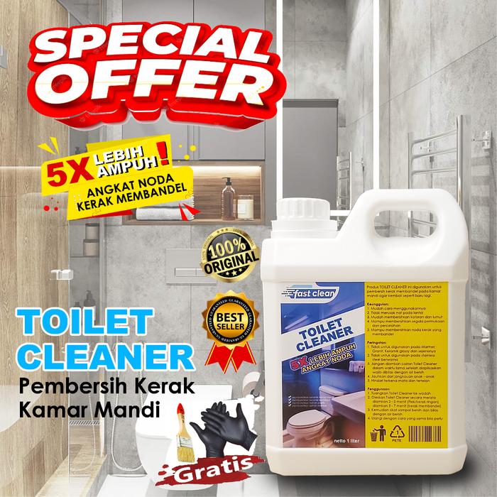 FASTCLEAN TOILET CLEANER Pembersih Kerak Kamar Mandi 1 Liter / Cairan Pembersih Lantai Dinding Keram
