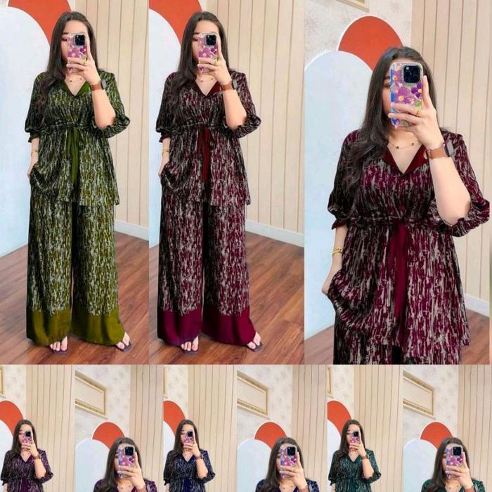 SET. KULOT SERAT KAYU Bahan Rayon Super Premium Tebal 8456 Dn Ld 110 lp 70 Resleting Depan Busui Dad