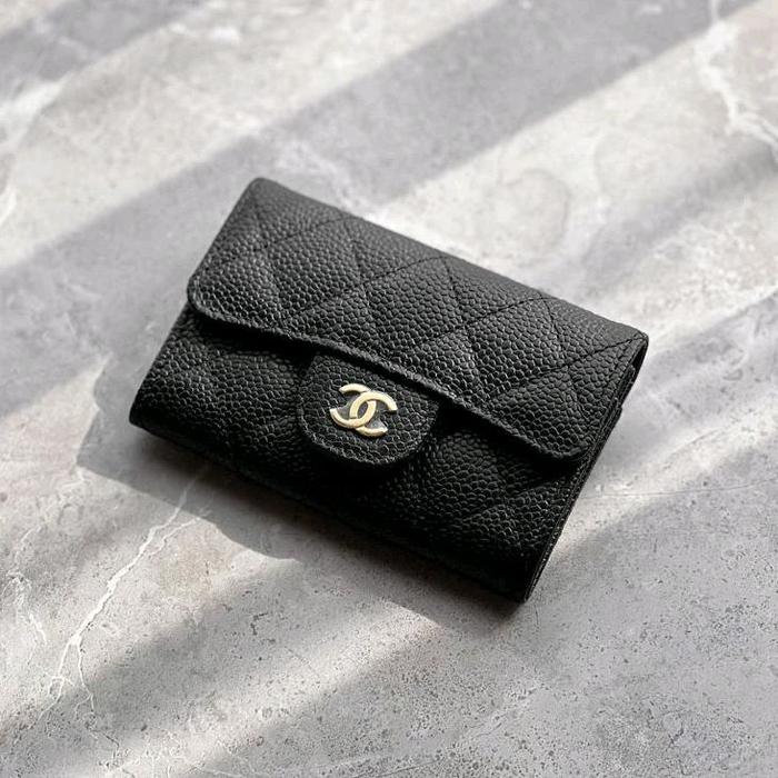 Chanel Classic Flap Card Wallet Black Caviar GHW