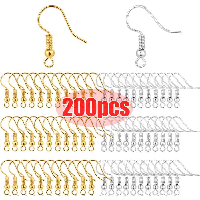 100/200pcs DIY Earring Findings Earrings Clasps Hooks Stainless Steel Hypoallergenic Earring Making