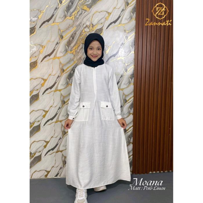 Gamis Putih Anak Usia 2-18 Tahun Linen Premium