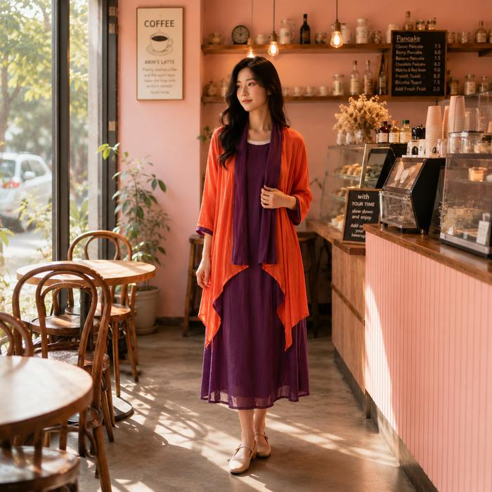 Akiko outter da dress bahan linen tipis