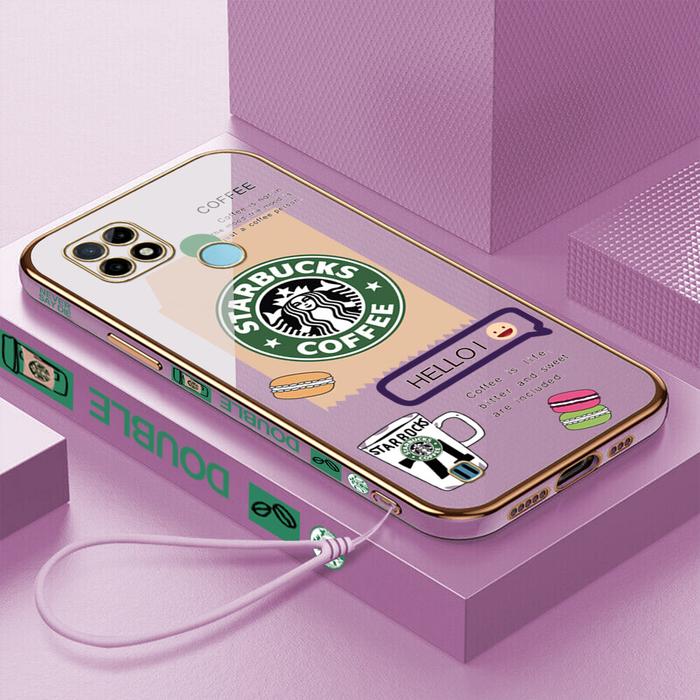 Hontinga Casing Case untuk Realme C21Y C25Y Case Starbucks Label