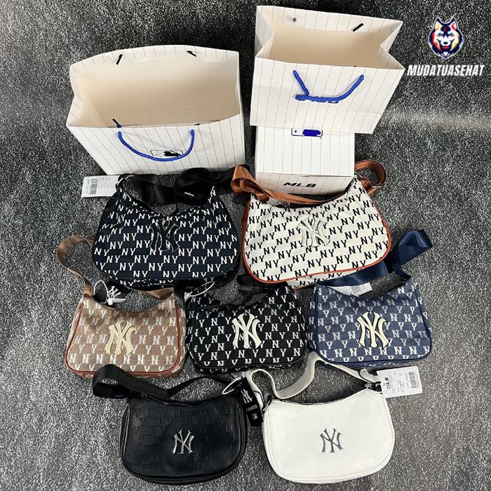 MLB NY Jacquard Hobo Bag Monogram Slingbag / Tas Bahu / Tas Selempang / Tas Wanita / Tas Pergi / Sli