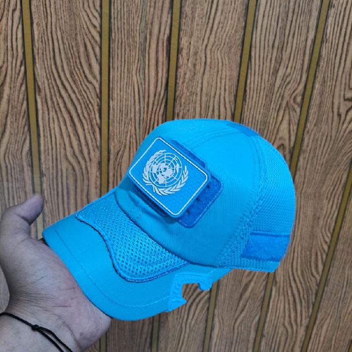 Topi Tactical Coak Unifil Combinasi Jaring Original Catton Biru dengan Logo UN