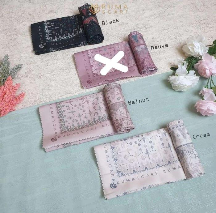 Ruma Scarf Amina Series Scarf Motif Terbaru Cream Voal