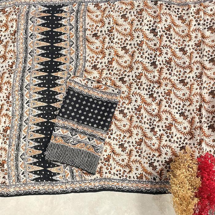 Kain Batik Sarung Selendang Sogan Bahan Viscose Semi Sutra Fiskos Viscose Khas Trusmi Cirebon Setela