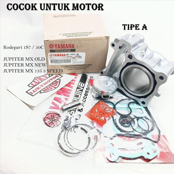 GOSEND BLOK SEHER ( 135 CC ) KOMPLIT PISTON & TOPSET MOTOR YAMAHA JUPITER MX LAMA , JUPITER MX OLD ,