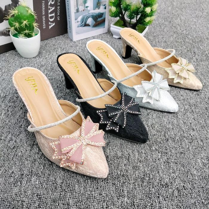 YTN Yola01 Sandal Pesta Wanita Heels Elegan Hak 5cm KD ps04 Kulit Sintetis Non-Slip Sol Empuk Ringan
