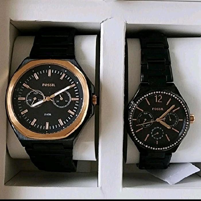 Ready Fossil Bq2645 Couple Black Steel Watch