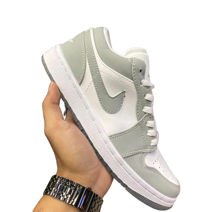 sneakers pria wanita jordan low abu putih Kasual