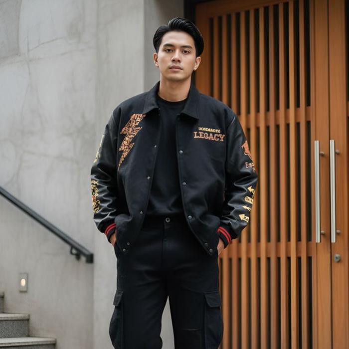 Varsity Jacket Hogwart Legacy Harry Potters Original Blackseven I Full Bordir Fleece Kulit Jaket Var