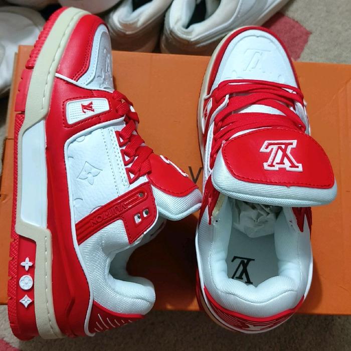 Louis Vuitton LV Trainer leather low trainers 38 insole 23,5cm Very good condition Red, Leather