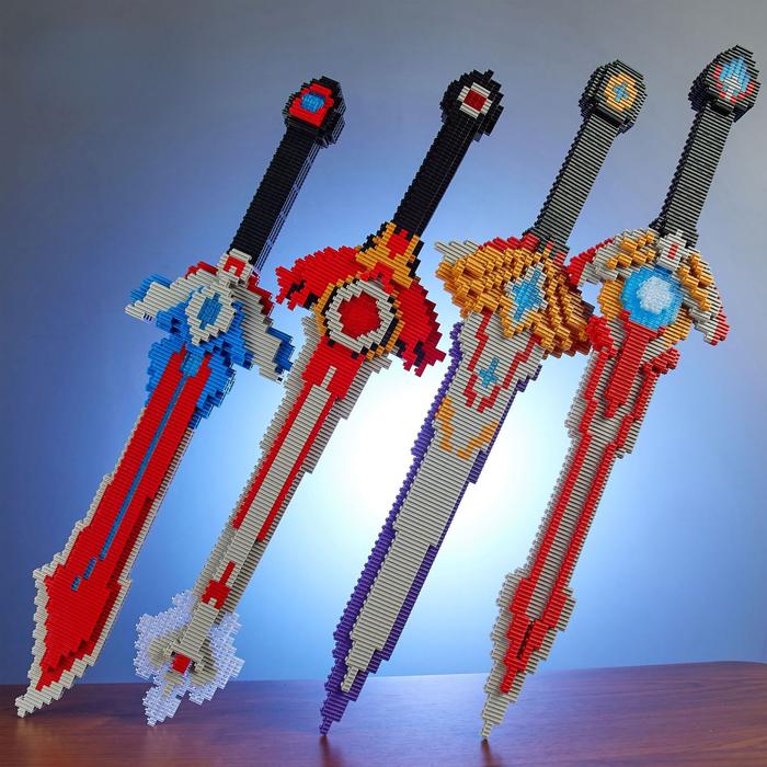 Cocok dengan pisau senjata LEGO, blok bangunan, partikel mikro, pisau