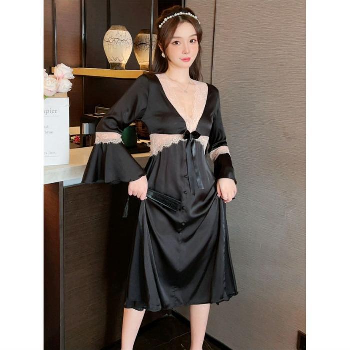 lingeriexlingerie premium lingeri sexy satin lengan panjang