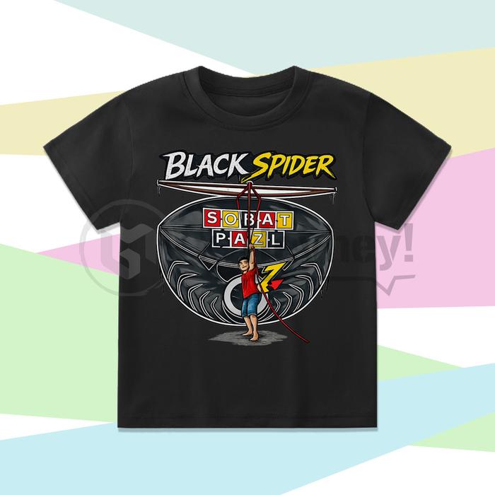 Kaos Anak Layangan Black Spider Sobat Pazl Gratis Cetak Nama