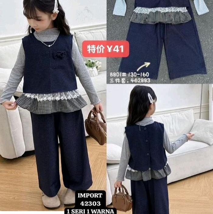 baju set kulot jeans baju setelan kulot dan vest jeans