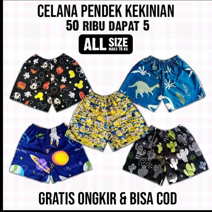 Celana Pendek Kekinian 50 Ribu Dapat 5 All Size Maks 70 Kg Gratis Ongkir Bisa Cod cowok Boxer keren