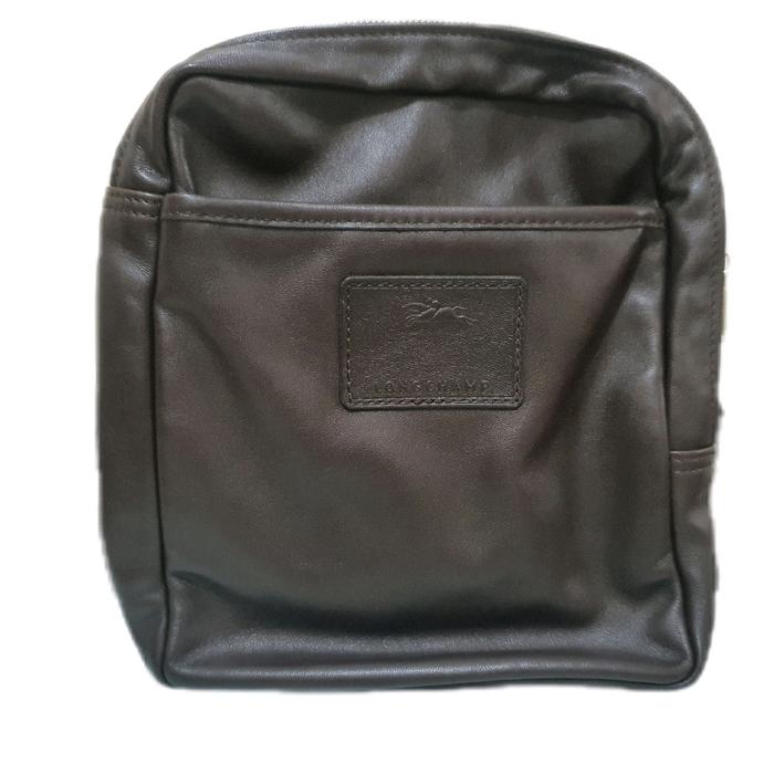 Tas pria Longchamp kulit coklat tua 100% Original (second) Mulus seperti Baru