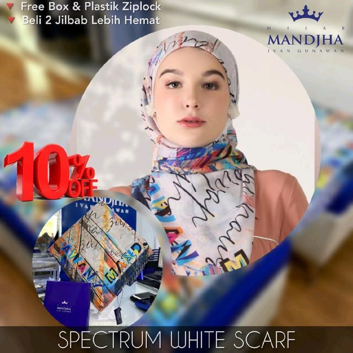 Spectrum White Scarf Mandjha Hijab Persegi Empat Ivan Gunawan Voal Square Muslim