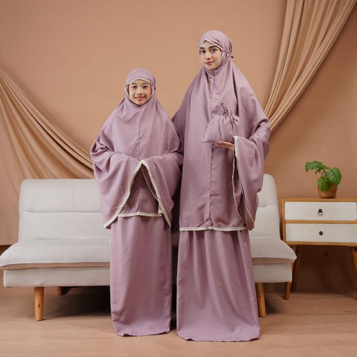grosir_solo ||  MUKENA COUPLE RUWAIDA IBU DEWASA JUMBO DAN ANAK 7 - 13 TAHUN / MUKENA LEA RENDA POLO