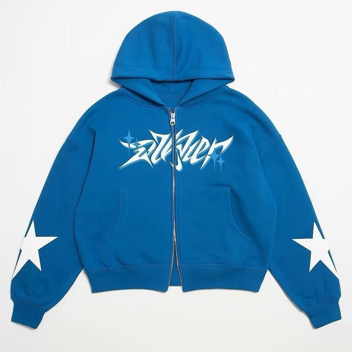 Luks.id | HOODIE DOUBLE ZIPPER BOXY | ZVIJEZDA BLUE hoodie cream sweater cowok keren distro teb