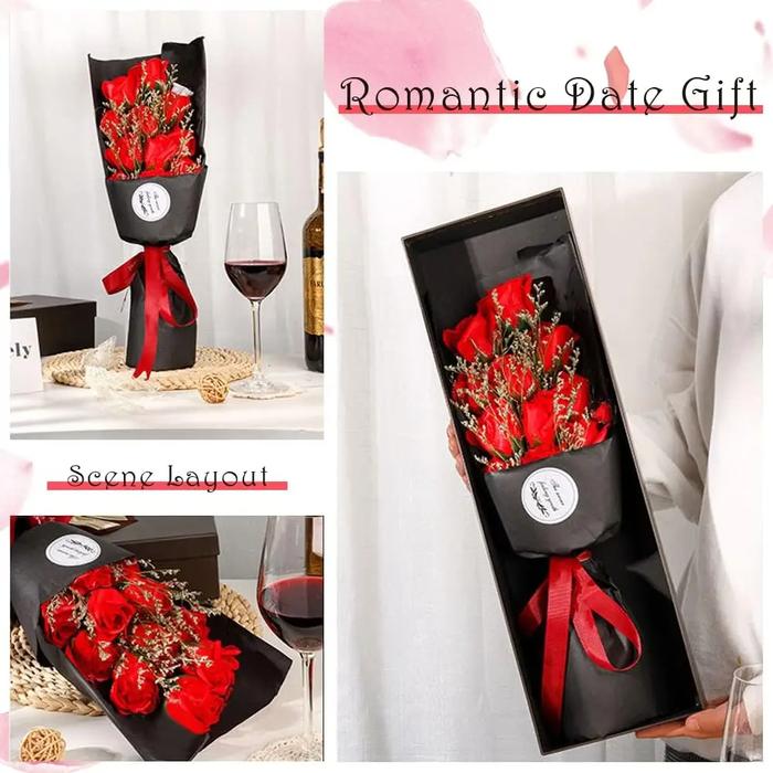 NEW BUCKET BUKET KADO HADIAH BOX BUNGA MAWAR MERAH KAWAT BULU PALSU VALENTINE LOVE BAG KOREA PALSU U