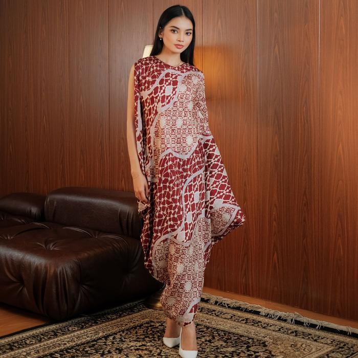 Tara Long Dress Batik Viscose | Dress Batik Kondangan Pesta | titik