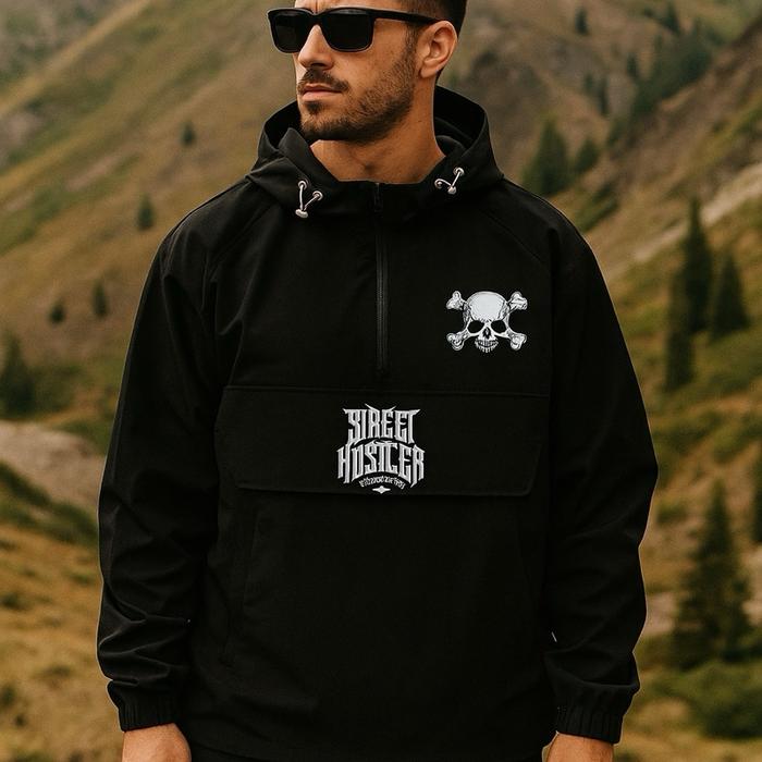 Jaket cagoule pria dewasa sablon street hustle Keren Casual Bomber