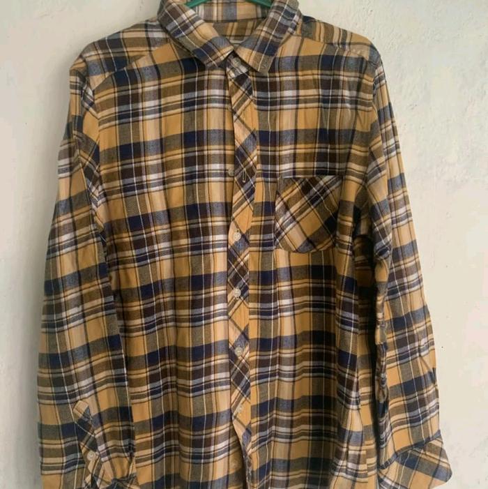 kemeja flanel wanita warna mocca