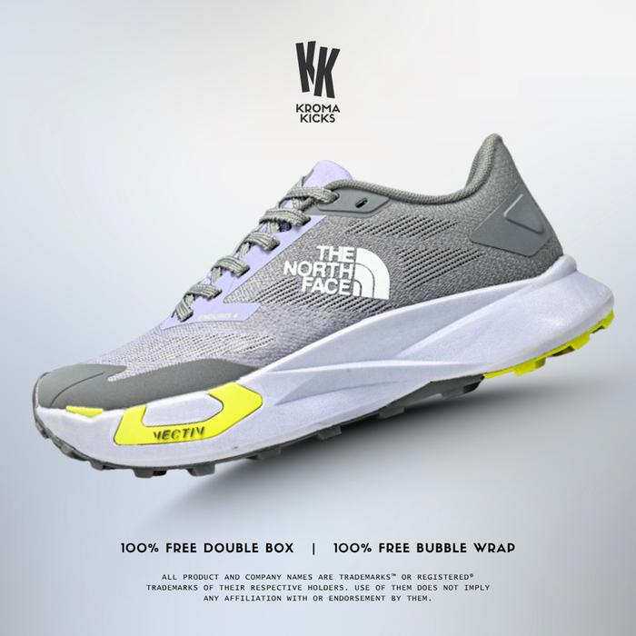 The North Face Vectiv Enduris 4 Trail Running Shoes Sneaker Grey White Purple Yellow NFOA8AEQ74S-070