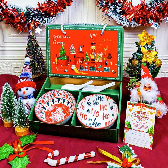 [ Littleapple HAMPERS CHRISTMAS AND NATAL ] Hampers Natal Mangkuk Set Premium /Mangkuk Set Keramik P