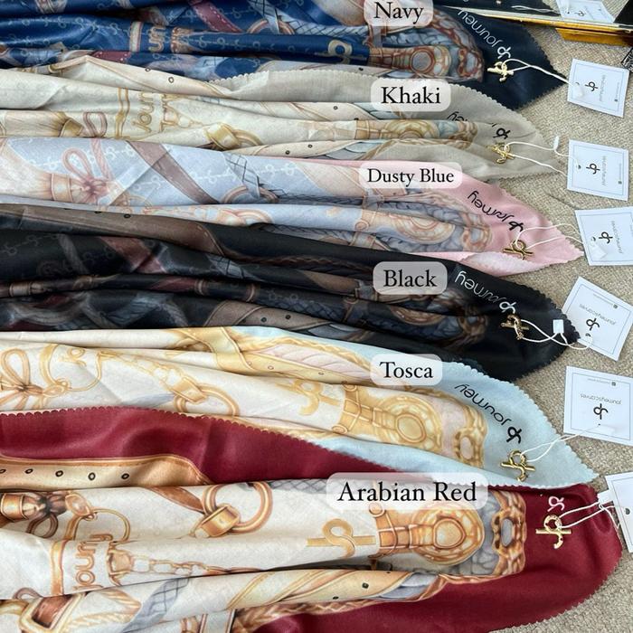 Hijab Journey Hijab Voal Segi Empat Seri HANIYA Warna Navy Khaki Dusty Blue Black Tosca Arabian Red