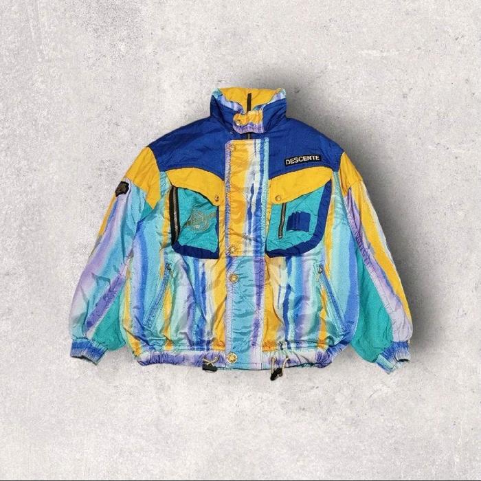 Vintage 90's Descente Multicolor Ski Japan Puffer Jacket Original