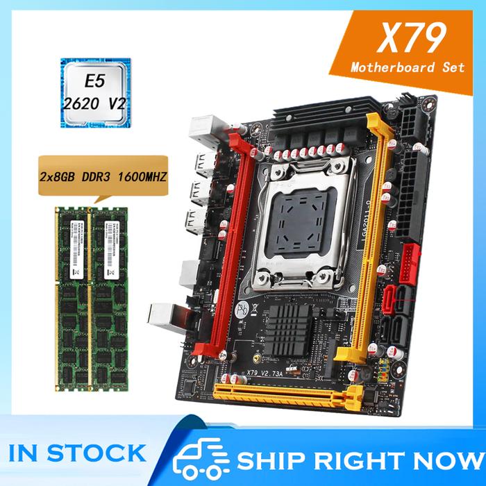 X79 Motherboard Set with E5 2620V2 CPU 2*8GB 1600MHZ REG ECC Ram