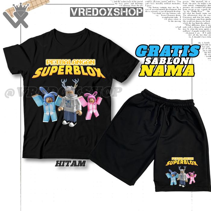 (BISA COD) Setelan Kaos Celana Pendek Anak Gambar Game Roblox Petualangan Superblox / Set Baju Petua