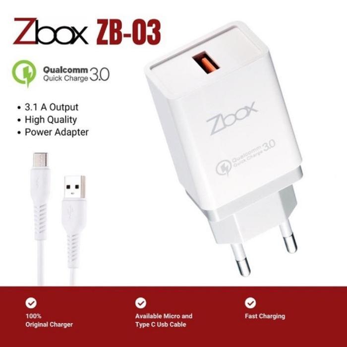 Charger Zbox ZB-03 3A with Micro USB Type-C Type C USB Fast Charging Qualcomm