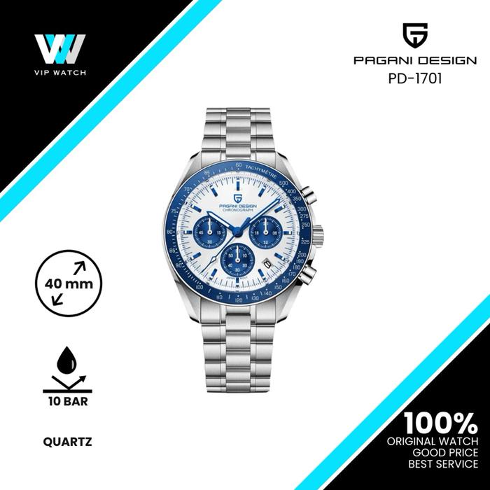 Pagani Design PD-1701 Speedmaster Moonwatch Men's 40mm VK63 Chronograph Quartz Watch Sapphire Crysta