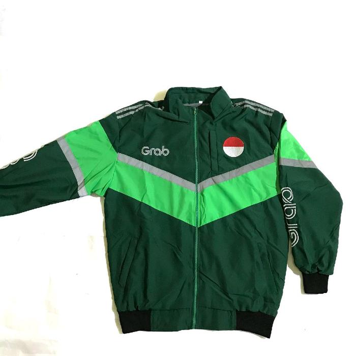 jaket grab ojol  Thailand dengan Logo Putih & Garis Reflektif untuk Pengguna Grab Bahan Nyaman dan P