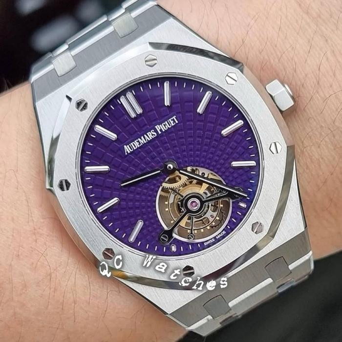 APAudemars Piguet Royal Oak Tourbillon Extra-Thin Stainless Steel 41mm Purple Dial Luxury Tier 5 Ful