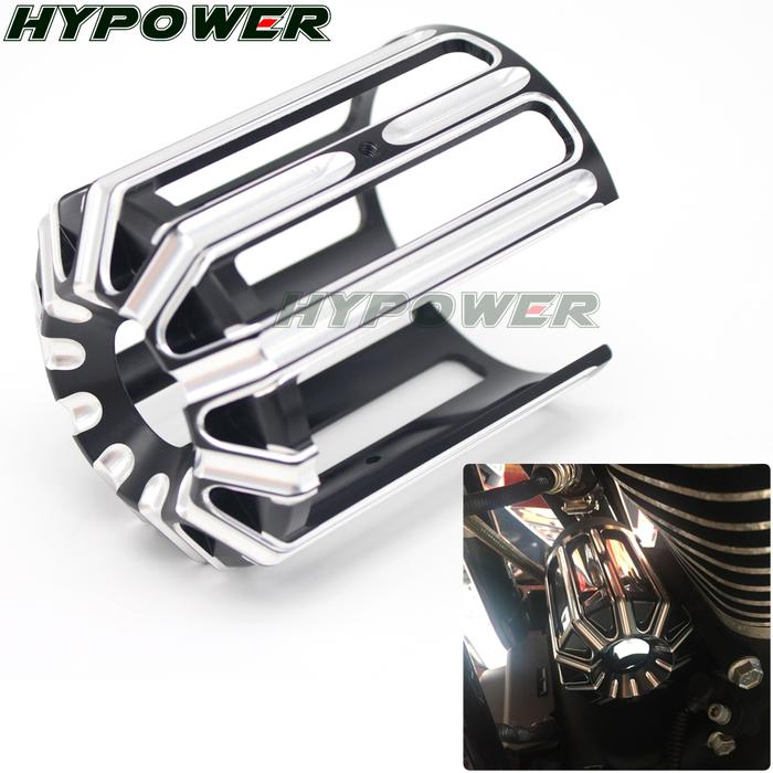Motorcycle Oil Filter Machine Grid Cover Black Cast Chrome CNC