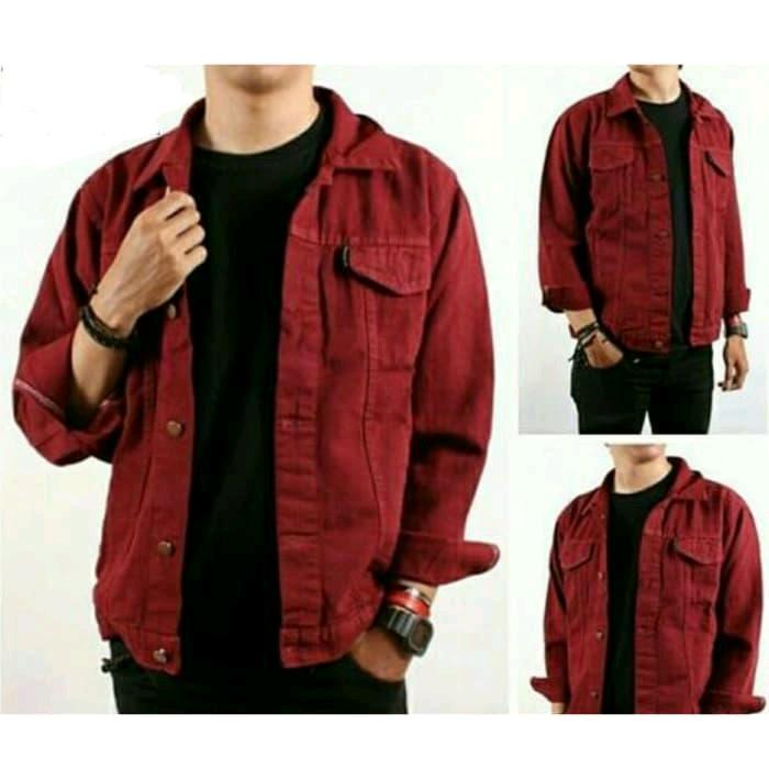Jaket Jeans UBX Denim Levis Orginal Maroon L XL Pria