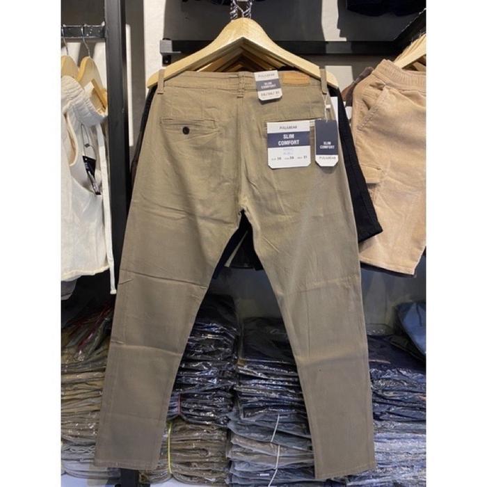 Celana Chinos Panjang Pria Slimfit Pull And Bear Original