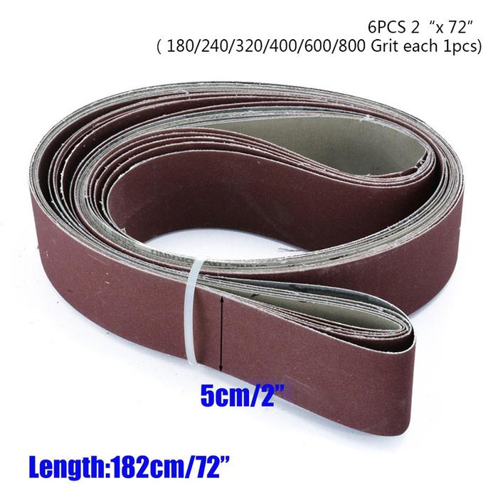 6pcs 2" X 72" Fine Grit Sanding Belt Sandpaper Sander Abrasive Band