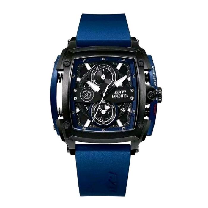 Expedition Jam Tangan Pria E3008 Black Strap Blue Original Dengan Garansi 1 Tahun & Kaca Mineral Cry